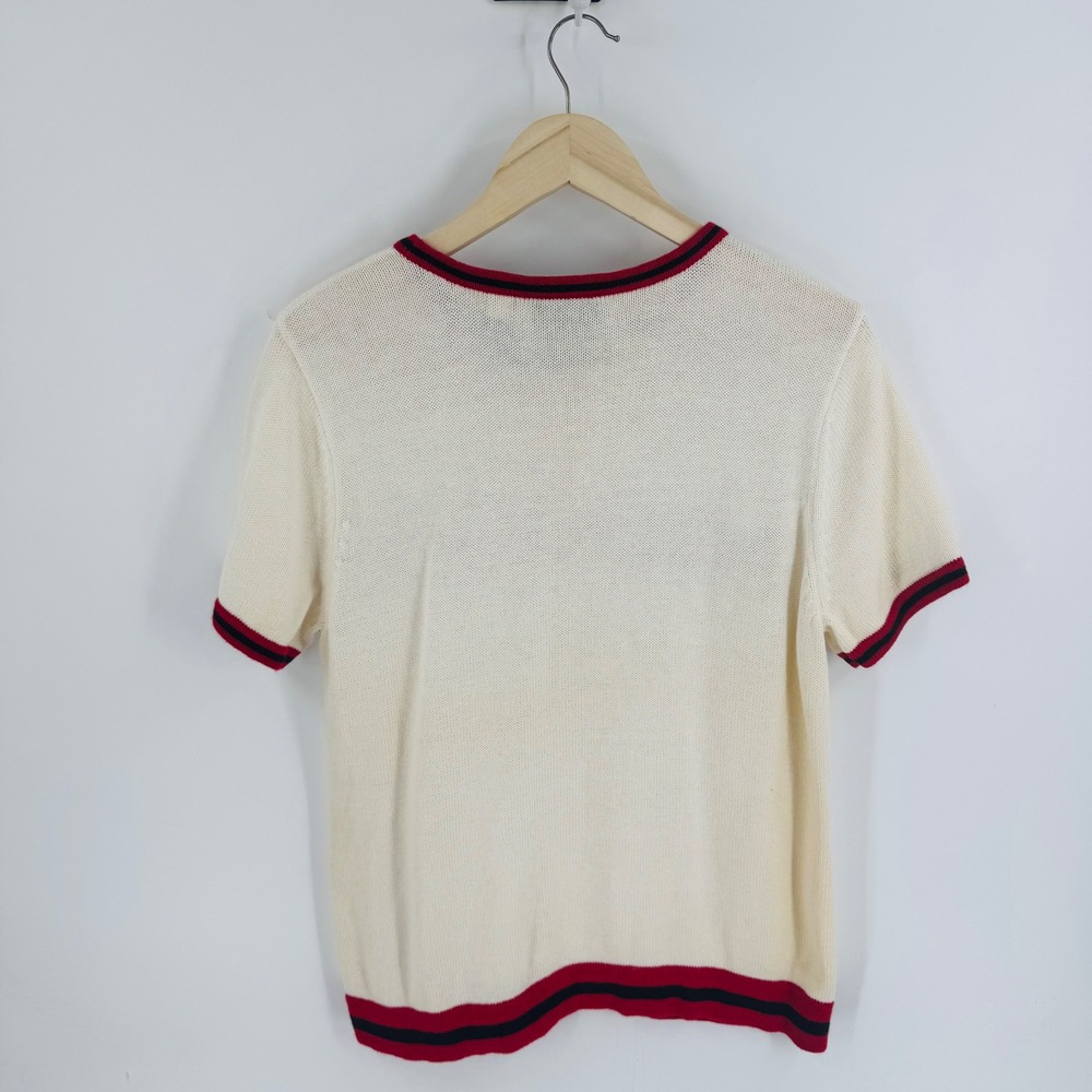 Vintage Crazy Horse Liz Claiborne Knit Top Pointelle Size L Heritage Tennis - Picture 2 of 6